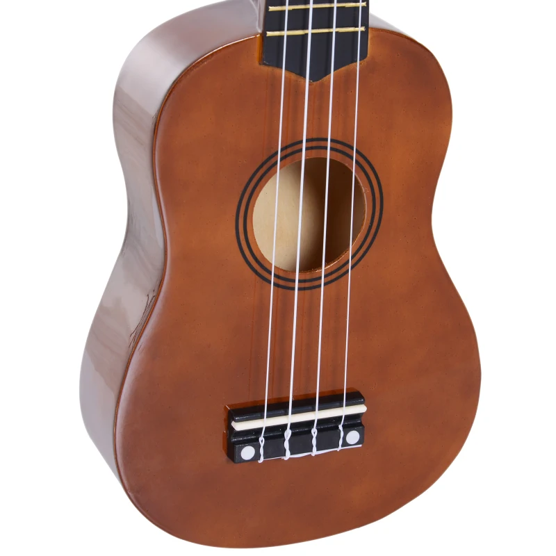 HOMCOM Ukelele de 21 Polegadas para Iniciantes com cordas de nylon 53x17.5x6.2cm marrom