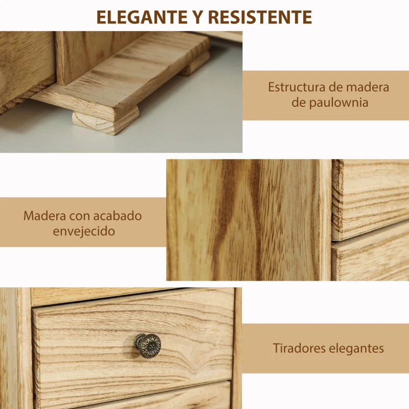 HOMCOM Joyero de Madera de 4 Niveles Joyero Mujer Organizador con 2 Cajones Espejo para Pendientes Anillos Collares Natural