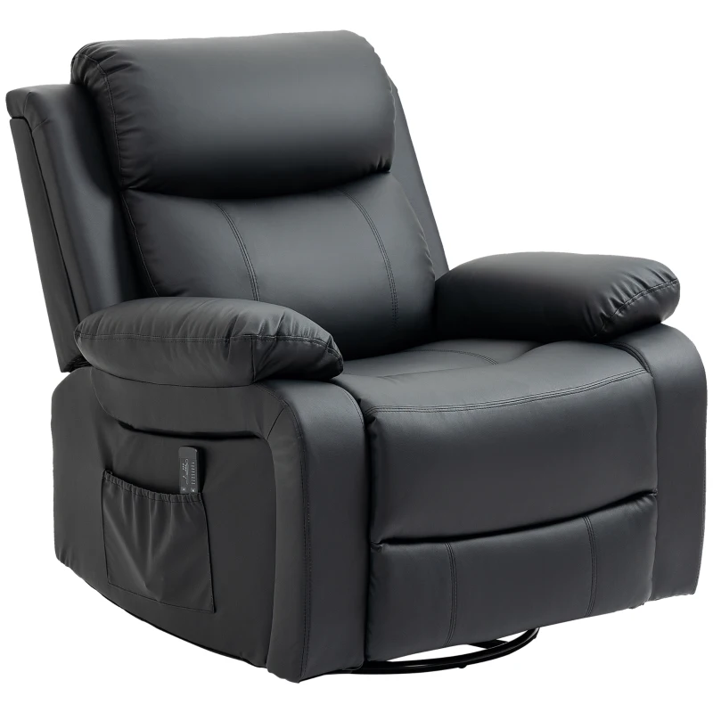 HOMCOM Massagestoel met 8 trillingskoppen, relaxfauteuil, verstelbare rugleuning en voetsteun, zwart