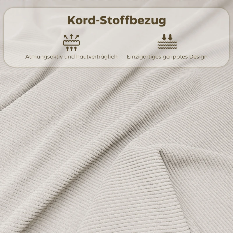 HOMCOM 4er-Set gepolsterte Klappstühle, Faltbare Stühle mit Cordbezug, Rückenlehne, Metallrahmen, Cremeweiß(m-7)