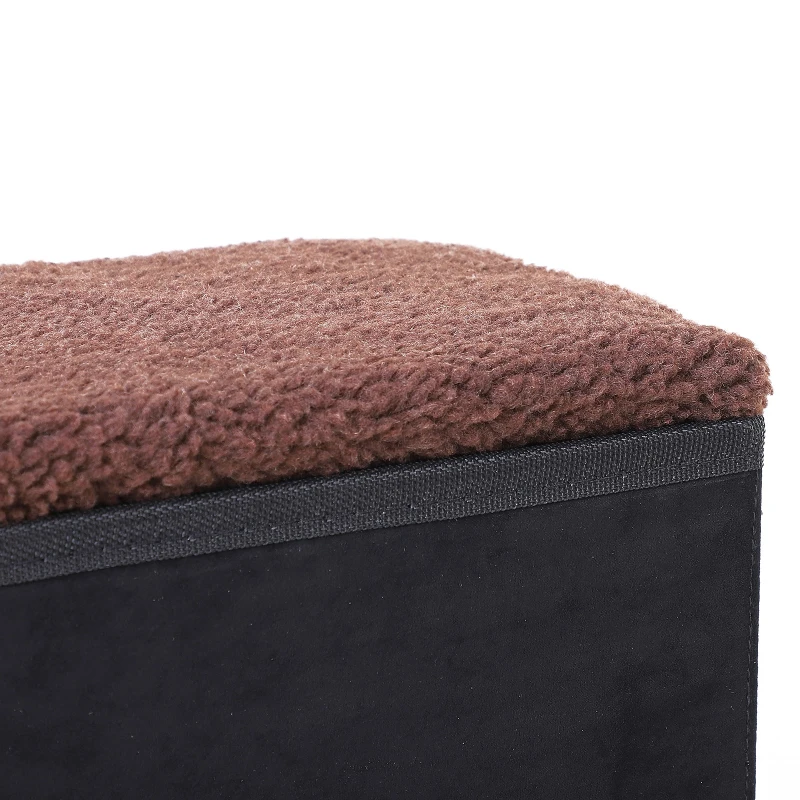 PawHut Haustiertreppe Katzentreppe Hundetreppe Faltbar 3 Stufen Tiertreppe mit Stauraum für Katzen und Hunde MDF Schwarz 40 x 54 x 48 cm