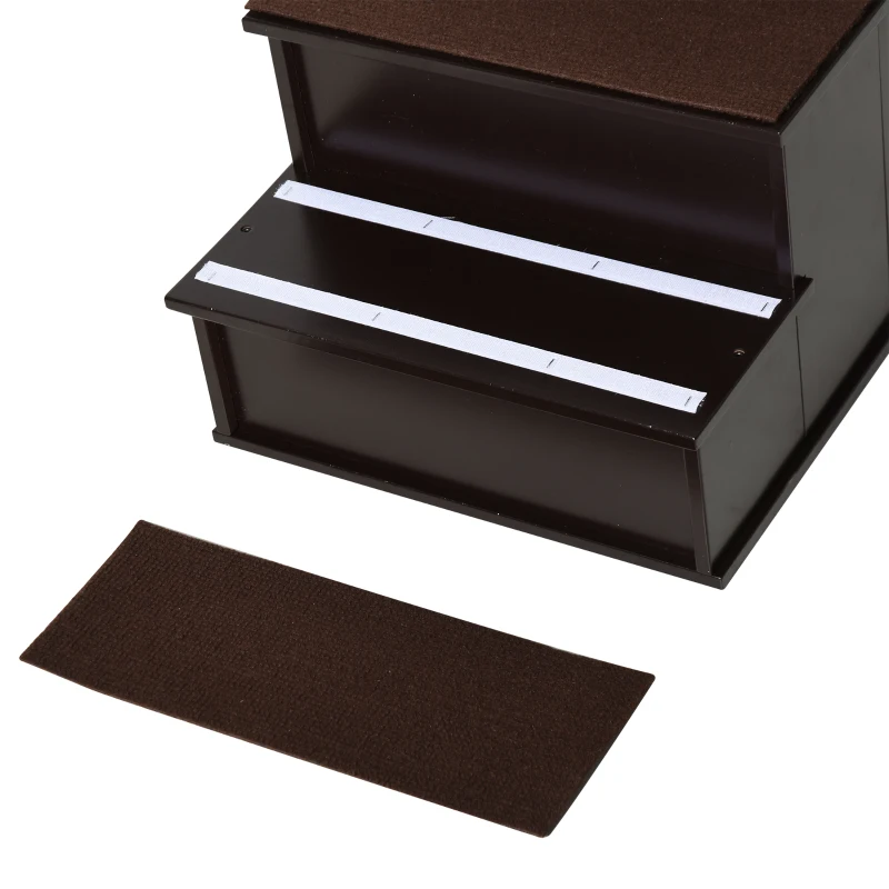 PawHut Haustiertreppe, für Hunde/Katzen, 4-stufig, Kurzplüsch, bis 30 kg, 40 x 59 x 54,2 cm, Dunkelbraun