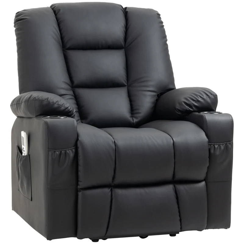 Homcom massagestoel met stahulp, afstandsbediening, tot 150 kg, kunstleer, zwart, 90 x 98 x 102 cm