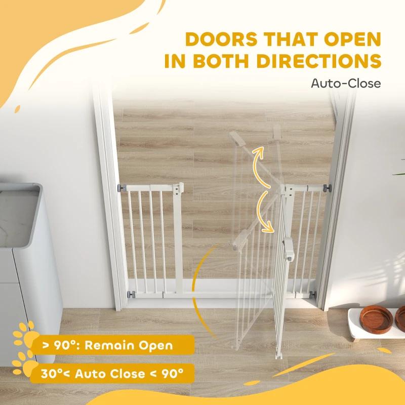 PawHut Adjustable Safety Gate w/ Two Extensions, Four Adjustable Screws, White