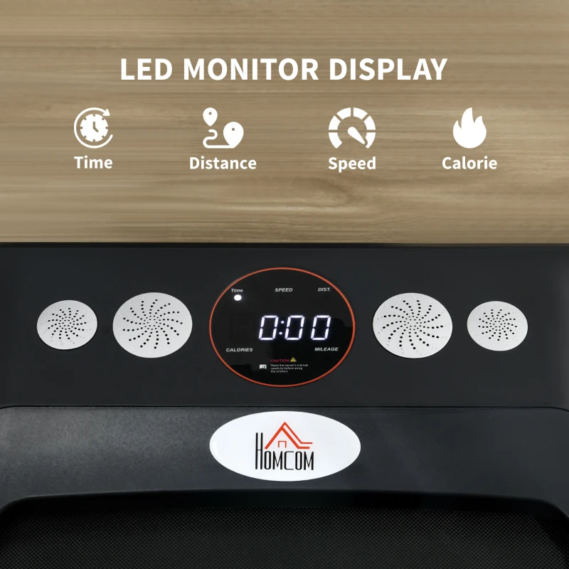 HOMCOM Foldable Walking Treadmill, with LED Display and Wheels, for Home, Office, Gym, Blue