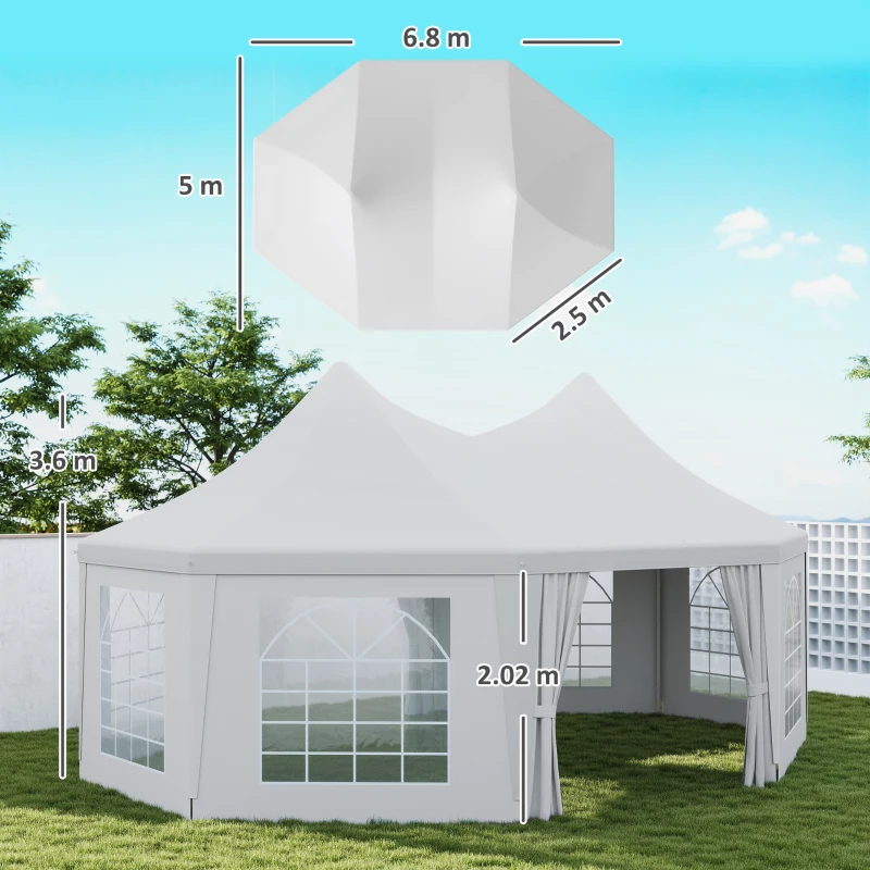 Outsunny 6.8 x 5m Octagonal Marquee Gazebo - White