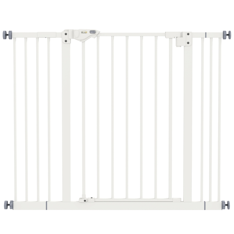 PawHut Poartă Extensibilă pentru Câini fără Șuruburi, Poartă de Siguranță Reglabilă cu 2 Extensii, 94-100 cm, Alb