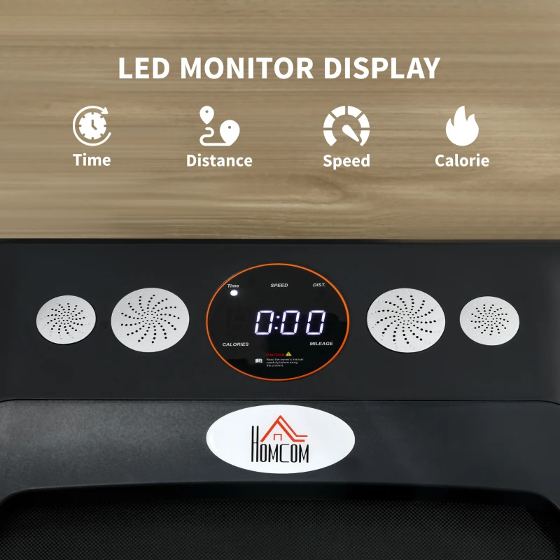 HOMCOM Foldable Walking Treadmill, with LED Display and Wheels, for Home, Office, Fitness Studio, Orange