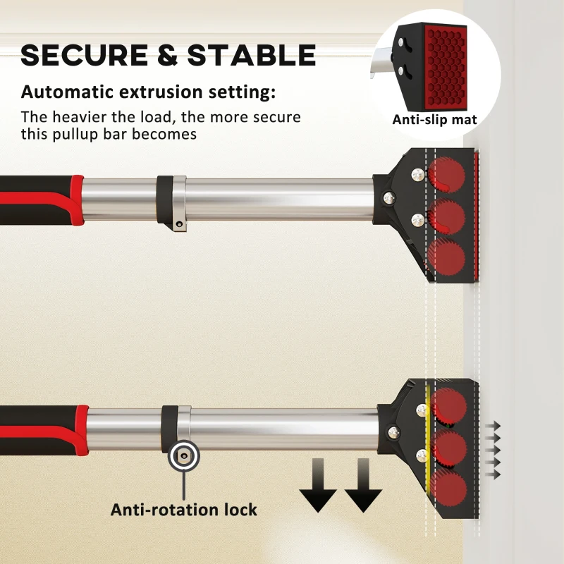 SPORTNOW Doorway Pull Up Bar, No Screws Door Frame Chin Up Bar, Adjustable Length (75-92cm) for Home Gym Workout, Max Load 200kg