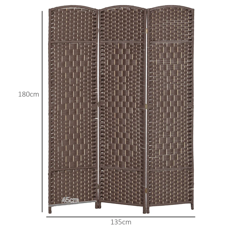 HOMCOM Paravent intérieur en bois 3 panneaux séparateur de pièce pliable pour salon chambre 135 x 180 cm marron