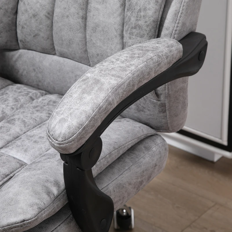 HOMCOM Fauteuil de bureau massant chauffant fauteuil bureau confortable hauteur réglable dossier inclinable repose-pied revêtement synthétique gris