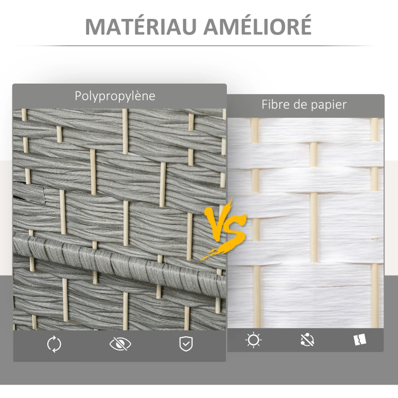 HOMCOM Paravent intérieur en bois 3 panneaux séparateur de pièce pliable pour salon chambre 135 x 180 cm gris