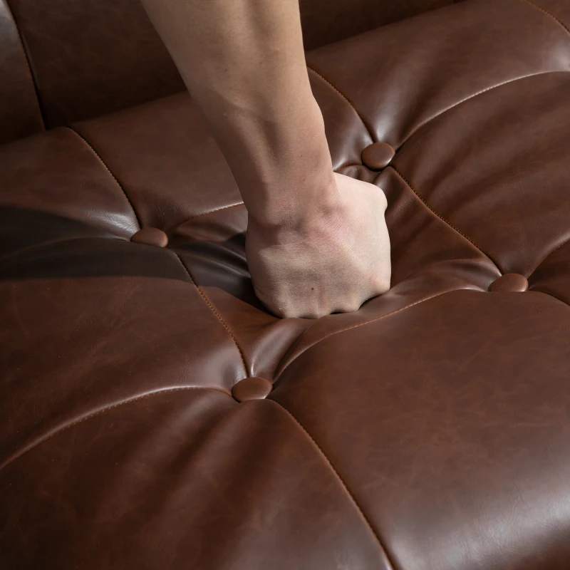 HOMCOM Fauteuil de salon Chesterfield Fauteuil Relax Assise Dossier capitonnés Structure métal Noir revêtement synthétique Chocolat