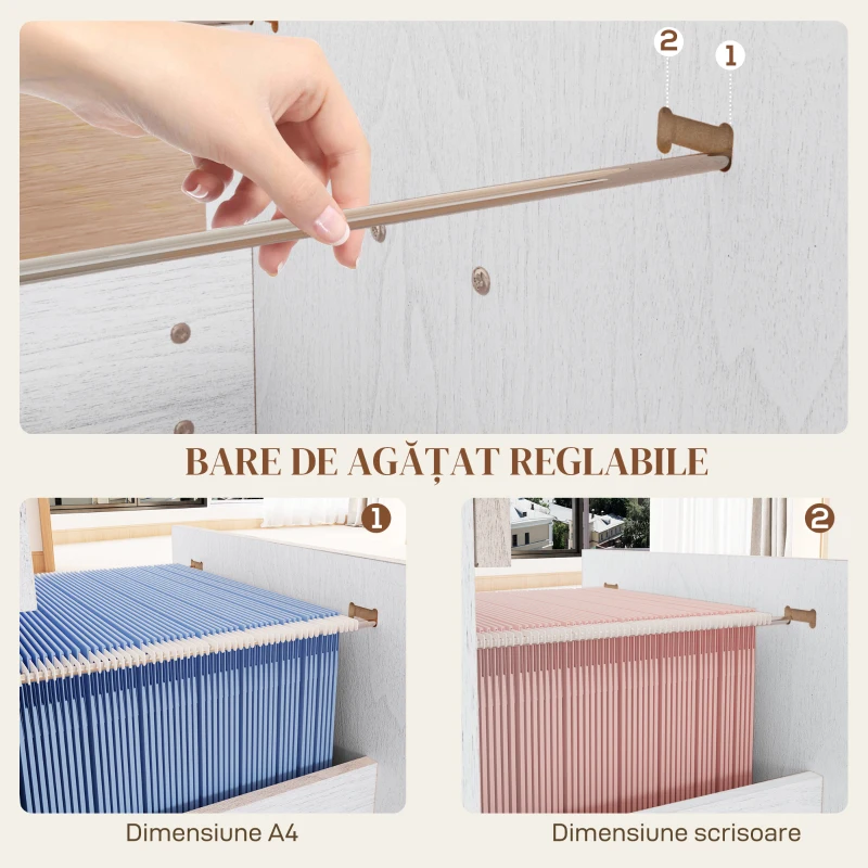 HOMCOM Sertar 4 Încuietoare A4 Alb