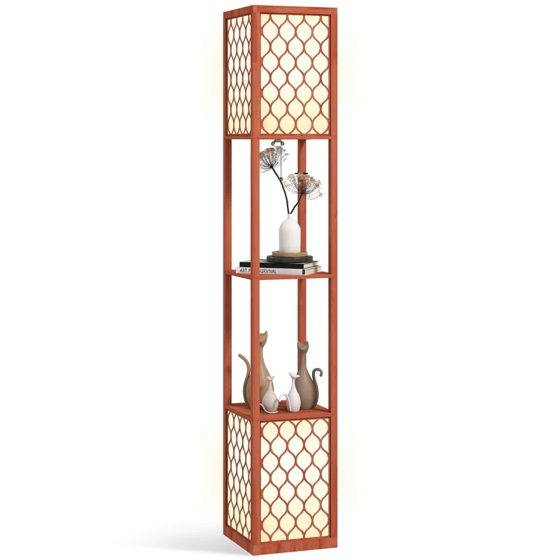 HOMCOM Duo Light Floor Shelves - Brown