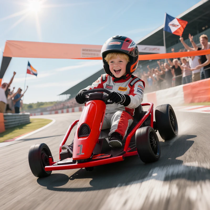 HOMCOM Mini Electric Go Kart for Kids 2 Speeds Drift Ride-On Racing for Boys Girls Aged 8-12, Red