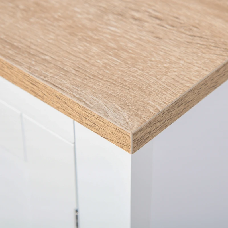 kleankin Waschbeckenunterschrank Badezimmerschrank Unterschrank Schrank mit verstellbarem Regal Weiß+Natur 60 x 30 x 60 cm