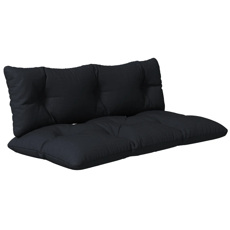 Outsunny Set de 2 Perne pentru Sezut si Spatar pentru Exterior pentru Paleti, Perne de Sezut Hidrofobe, Negru