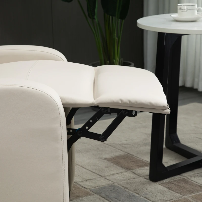 HOMCOM Fauteuil de Relaxation et Massage électrique avec Inclinaison Manuelle Dossier Repose-Pied réglable revêtement synthétique Crème