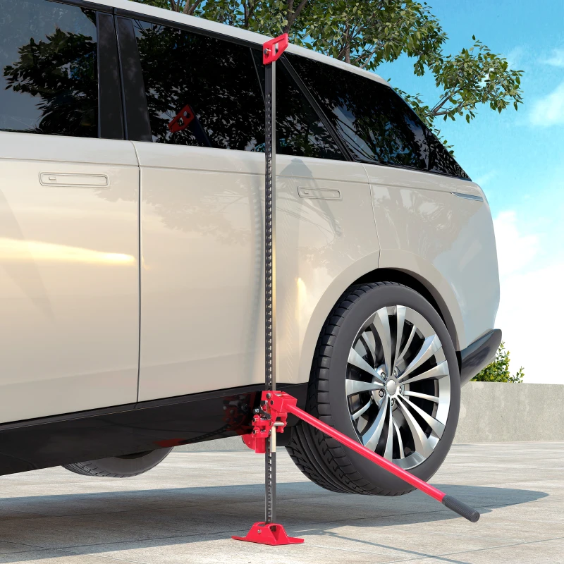 HOMCOM Farmjack Krik 135 cm 3000 kg Capaciteit Offroad Winch van Staal Rood+Zwart