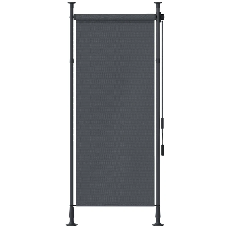 Outsunny Store manuel rétractable sur pied longueur réglable manivelle installation sans perçage métal alu. polyester gris foncé