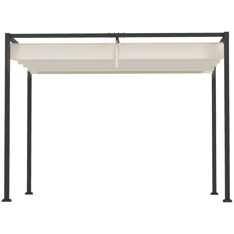 Outsunny Pérgola de Jardín 3x2m Cenador de Techo Retráctil de Poliéster Recubrimiento Resistente para Celebraciones Fiestas Crema