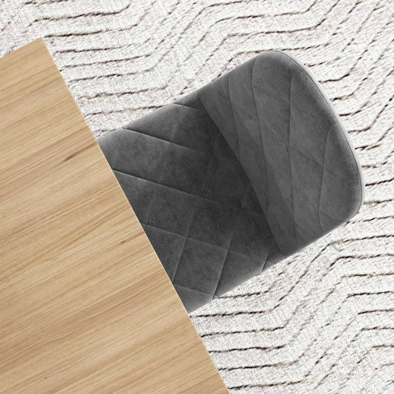 HOMCOM Eetkamerstoelen, 4-delige set Keukenstoelen met rugleuning, Fluwelen uitstraling, Gevoerde stoelen met metalen poten, voor Eettafel, Grijs(m-8)