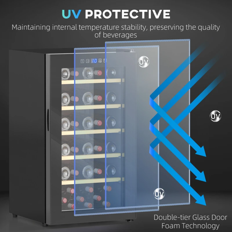 HOMCOM Frigider Vin pentru 41 de Sticle cu Temperatură Reglabilă Negru