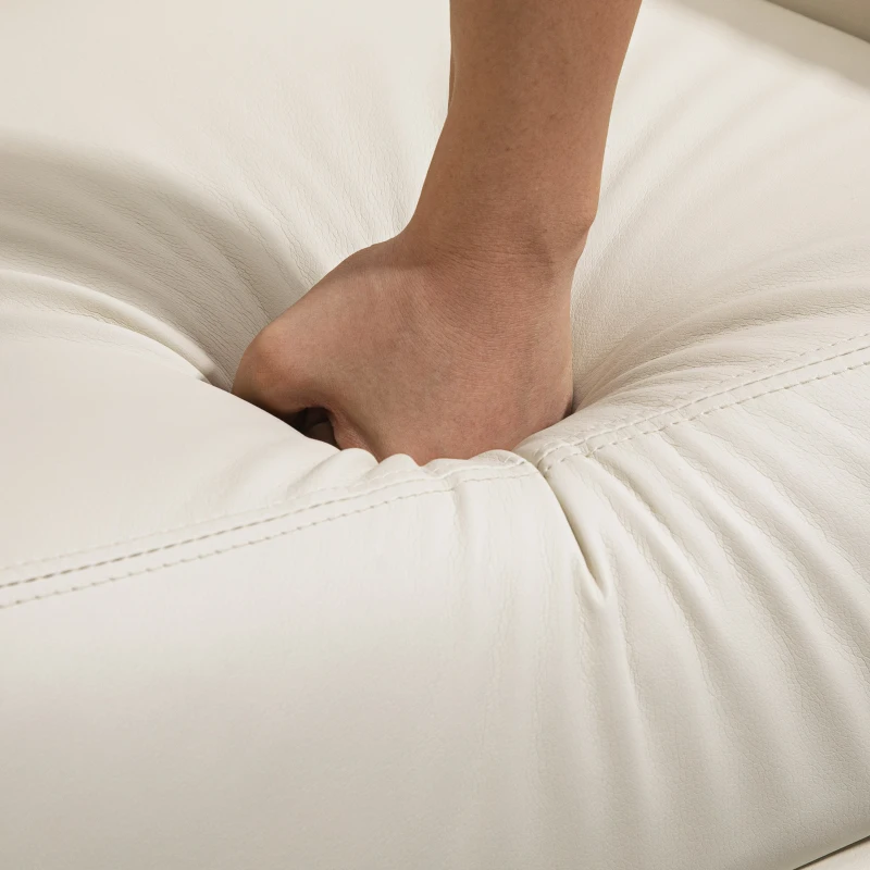 HOMCOM Fauteuil de Relaxation et Massage électrique avec Inclinaison Manuelle Dossier Repose-Pied réglable revêtement synthétique Crème