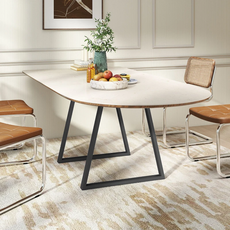 HOMCOM Trapezförmige Tischbeine im 2er-Set, Metall, vorgebohrt, mit Schrauben, Schwarz