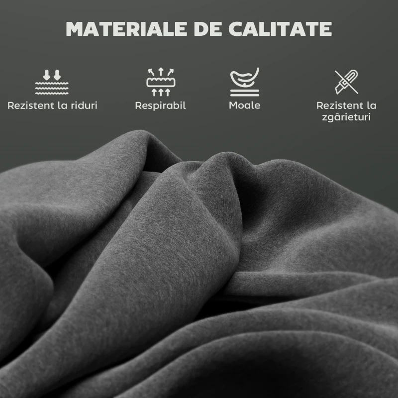 HOMCOM Set de 2 Scaune de Bar cu Spătar, 41x52x97 cm, Gri