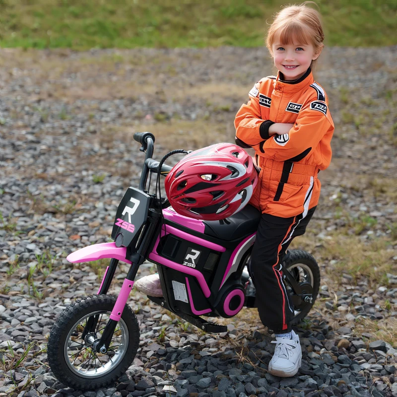 HOMCOM Moto Elettrica per Bambini con Acceleratore Manuale, 2 Velocità 8-16km/h, Età 8-12 Anni, Rosa