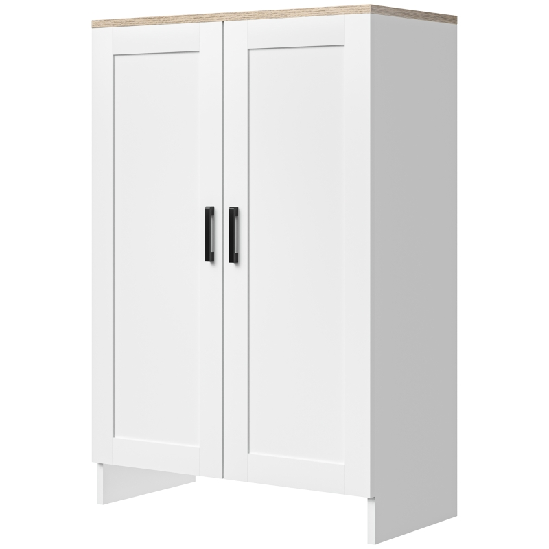 Buffet HOMCOM Blanc 120x40x90 Cm - 2 Portes + étagères Réglables - Meuble Rangement Salon/cuisine - 7