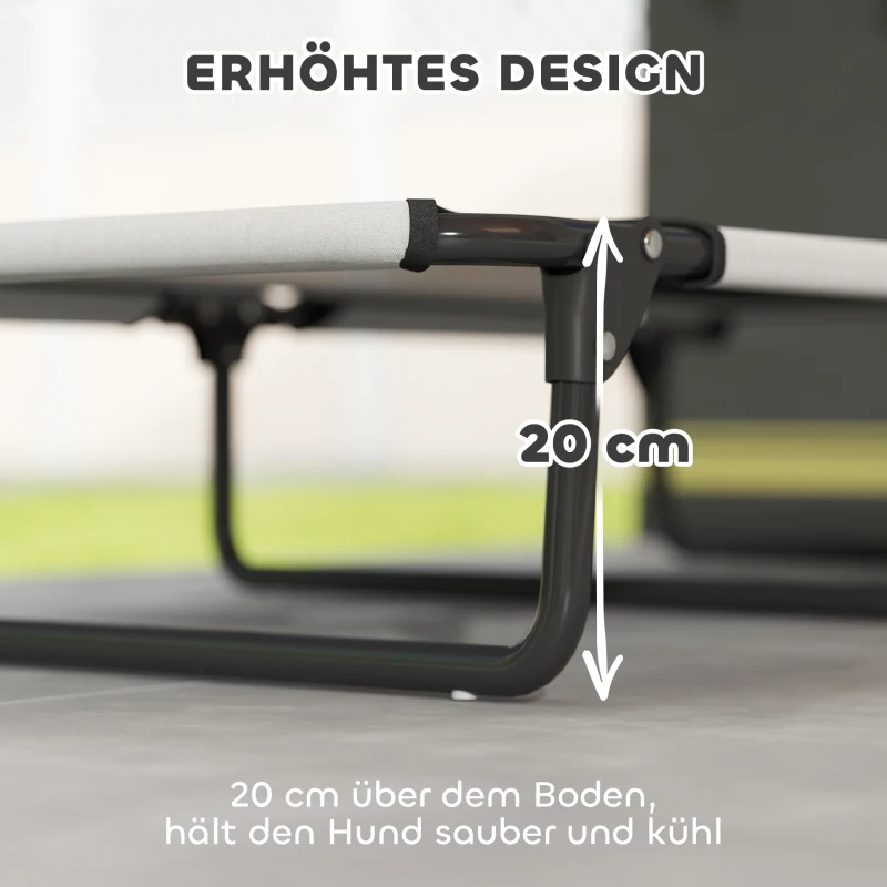 PawHut Tragbares erhöhtes Hundebett, erhöhtes Haustierbett mit atmungsaktivem Netz, für große Hunde, Hellgrau