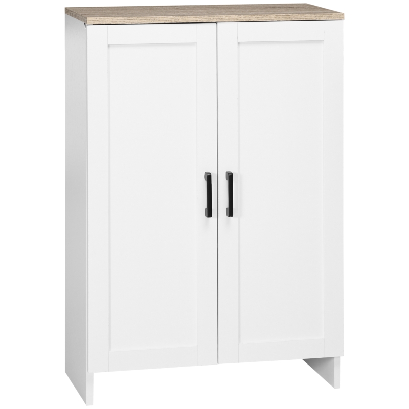 HOMCOM Buffet meuble cuisine rangement avec placard à portes et étagères réglables, 60 x 30 x 90 cm, blanc