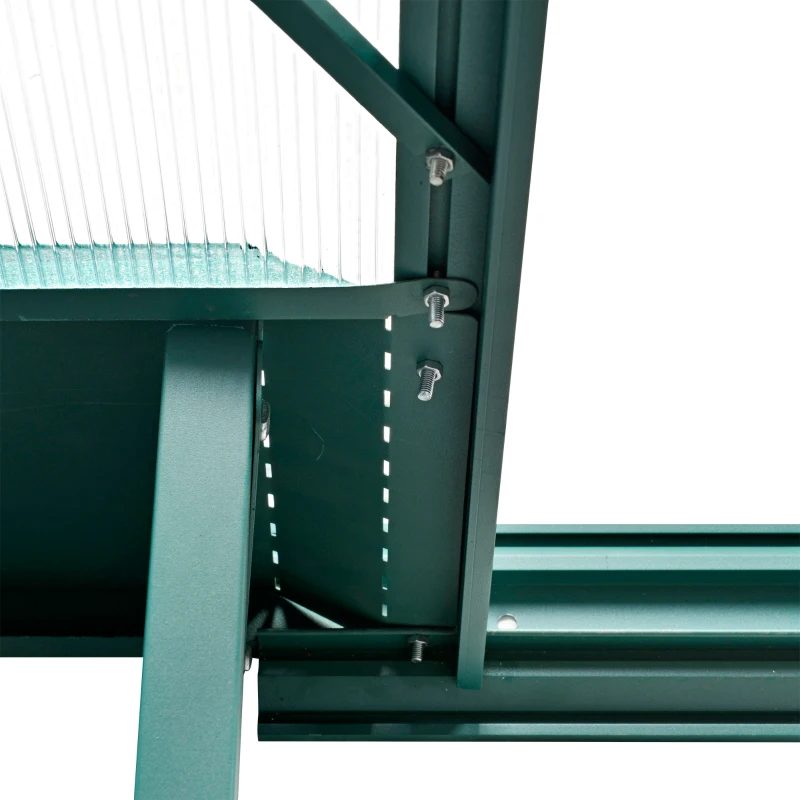 Outsunny 6x8 FT Polycarbonate Greenhouse with Base and Raised Bed, Walk-in Greenhouse with Aluminium Frame, Temperature Controlled Window, Foundation for Plants, Flowers, Vegetable