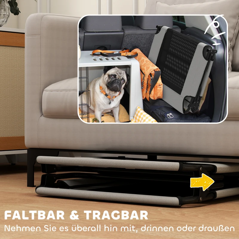 PawHut Tragbares erhöhtes Hundebett, erhöhtes Haustierbett mit atmungsaktivem Netz, für große Hunde, Hellgrau