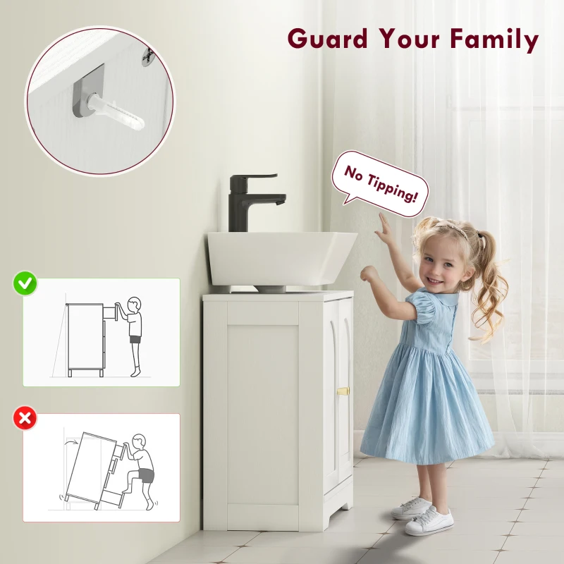 HOMCOM Under Sink Bathroom Cabinet with 2 Arch Doors - White