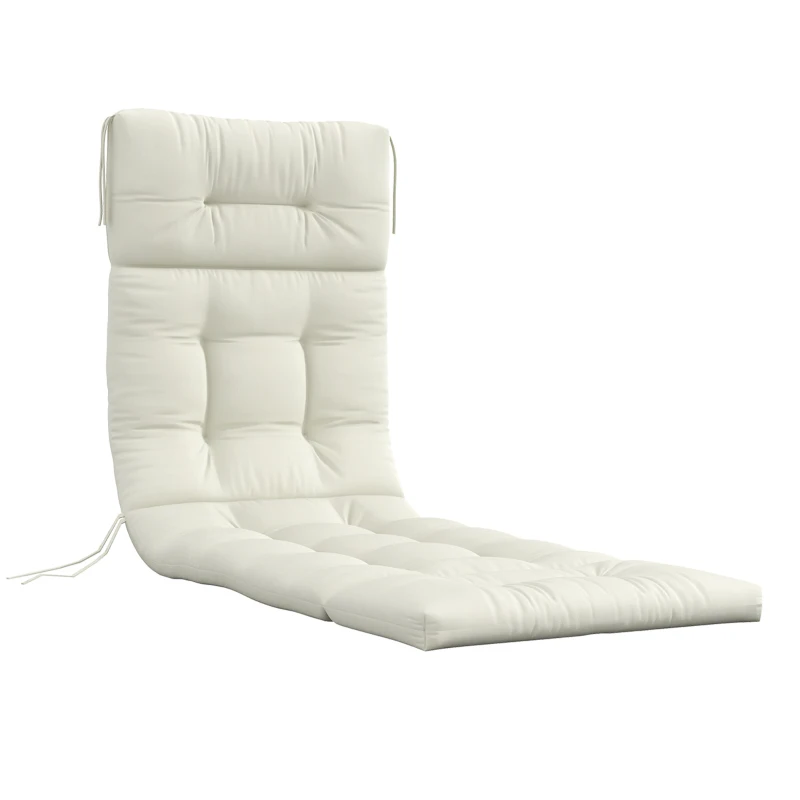 Outsunny Coussin matelas pour chaise longue transat bain de soleil avec sangles d'attache dim. 200L x 60l cm blanc crème