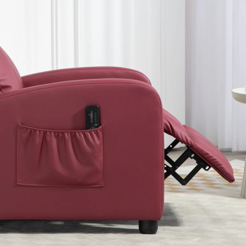 Homcom Fotoliu Masaj 68×88×98 cm – 8 Moduri, Telecomanda & Suport Picioare, Rosu(m-8)