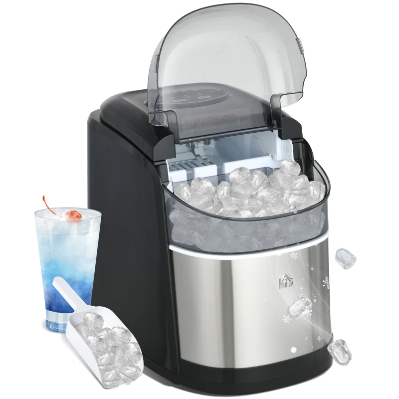 HOMCOM Machine à glaçons réservoir eau 1,7 L capacité réservoir glace 0,9 Kg pelle et panier inclus 9 glaçons/ 6-12minutes