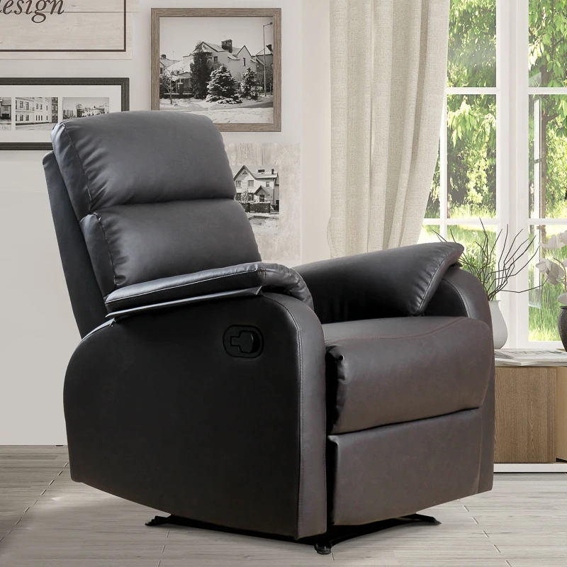 HOMCOM Fauteuil de Relaxation inclinable avec Repose-Pied Ajustable revêtement synthétique Brun foncé