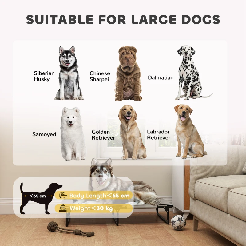 PawHut Portable Raised Dog Bed, Elevated Pet Cot with Breathable Mesh for Indoor Outdoor, for Large Dogs, Light Grey