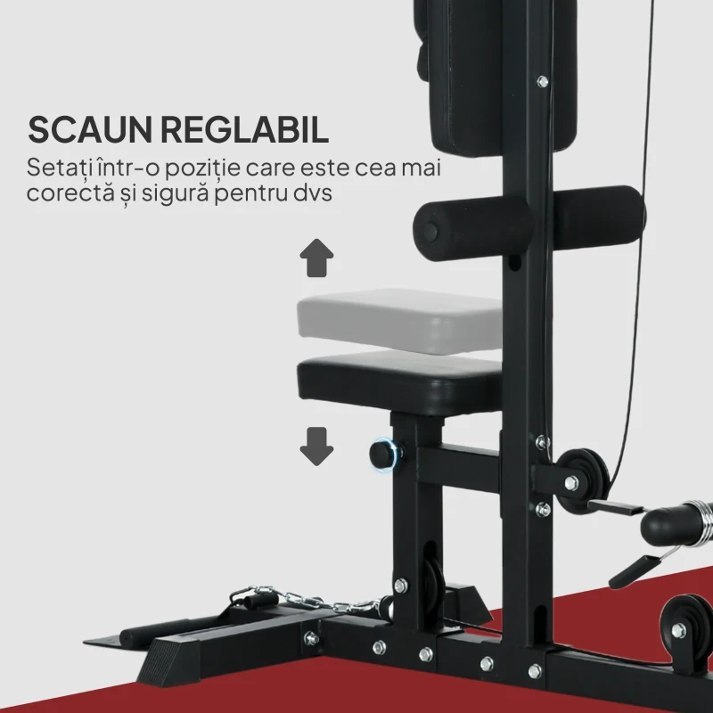 SPORTNOW Stație Fitness Multifuncțională cu Lat Machine și Șezut Reglabil