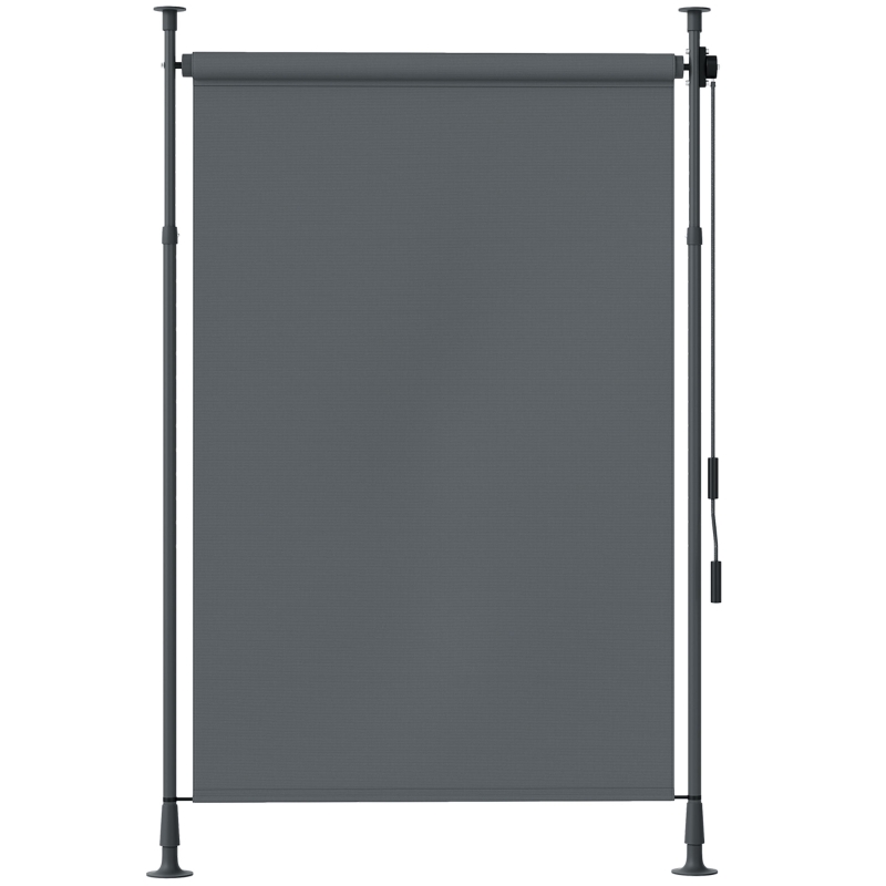 Outsunny Store manuel rétractable sur pied longueur réglable manivelle installation sans perçage métal alu. polyester gris foncé