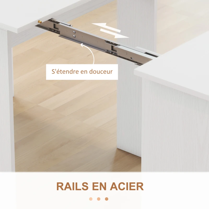 HOMCOM Table à manger pliante, table pliante cuisine extensible jusqu'à 6 personnes, pour petits espaces, salle à manger, blanc