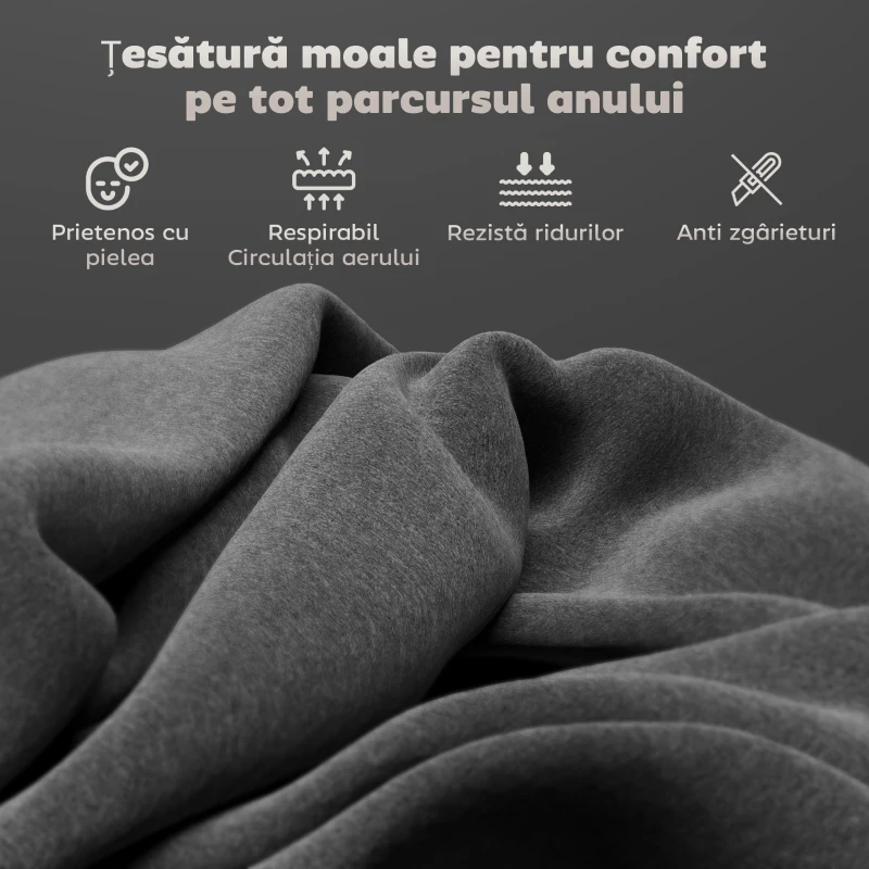 HOMCOM Set de 2 Scaune din Catifea cu Picioare Metalice, Spătar Curbat și Șezut Căptușit, 45x57x86 cm, Gri