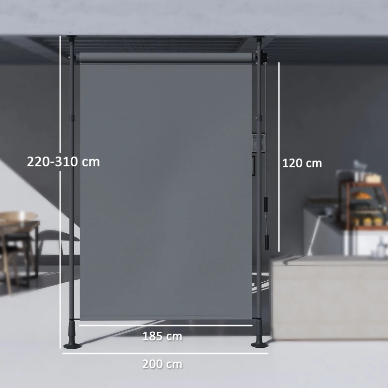 Outsunny Store manuel rétractable sur pied longueur réglable manivelle installation sans perçage métal alu. polyester gris foncé
