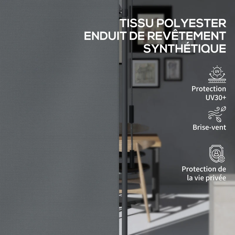 Outsunny Store manuel rétractable sur pied longueur réglable manivelle installation sans perçage métal alu. polyester gris foncé