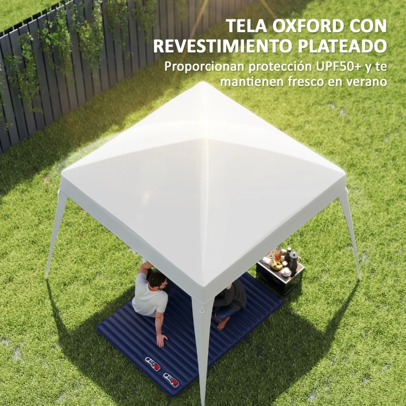 Outsunny Toldo de Recambio para Carpa Plegable de 2,4x2,4 m con Protección Solar UPF 50+ y Cierres de Velcro Blanco SOLO TOLDO